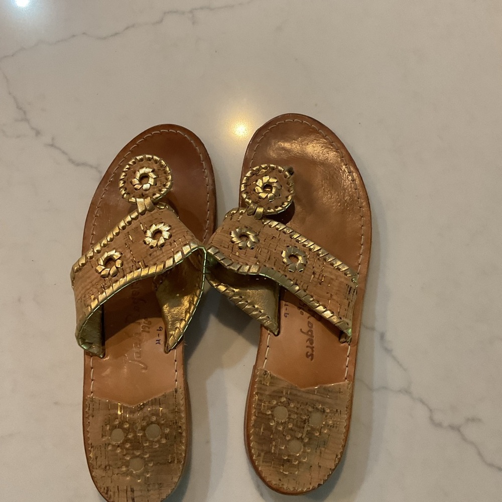 Jack Rogers Gold Floral Women's Sandals